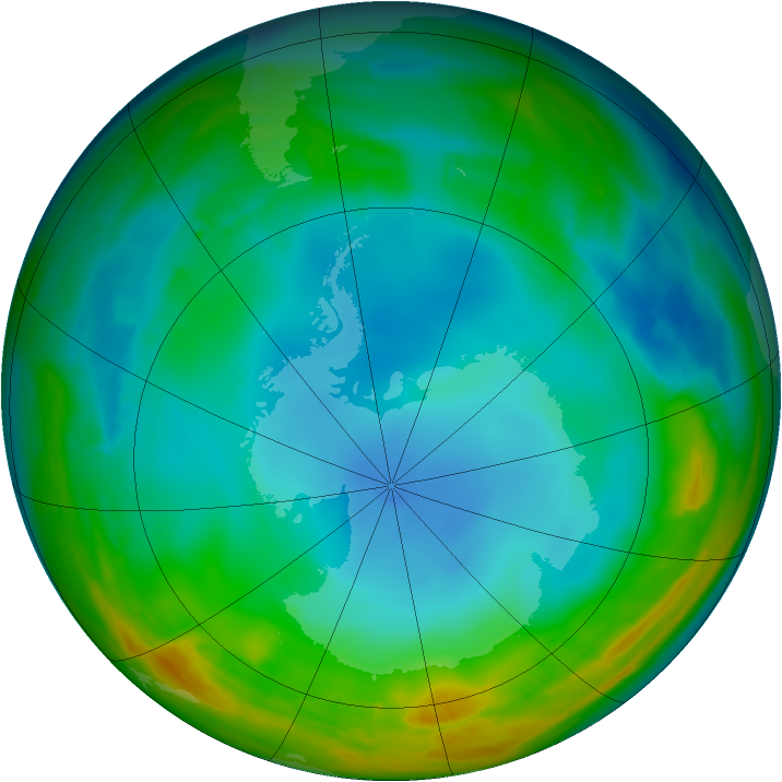 Antarctic ozone map for 21 July 2014